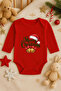 2026 New Year Christmas Printed Cotton Long Sleeve Snap Fastener Baby Red Bodysuit Undershirt Jumpsuit