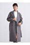 Vision Gray Jacket Collar Oversized Women's Cashmere Coat - 5