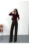 Women's Brown Front-Pocket Wide-Leg Jean High Waist Wide Leg Jeans - 6