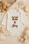 2026 New Year Christmas Printed Cotton Long Sleeve Snap Fastener Baby Ecru Bodysuit Undershirt Jumpsuit