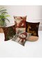 Special for New Year's Eve Vintage Santa Patterned Deer and Snowman Themed Digital Printed Throw Pillow Case