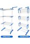 3-Layer Folding Clothes Drying Rack (Adjustable, Stainless Steel) - Blue - 2