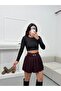 Women's Belted Shorts Lined Pleated Mini Skirt - 6