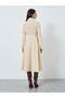 Beige Long Sleeves Blazer Midi Dress - 4