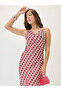 Red Cowl Neck Side Slits Sheath Midi Dress - 5