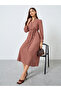 Beige Long Sleeves Buttoned Maxi Dress