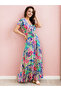 Tropical Print Short Sleeve Maxi Dress