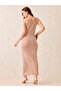 Brown Ribbed Stripe Maxi Dress - 2