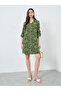 Khaki Graphic Print Knee-Length Shirt Dress - 2