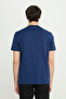 Men's Navy Blue 100% Cotton Slim Fit Slim Fit Crew Neck Jacquard T-Shirt - 5