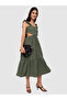 Green Textured Strappy Midi Dress - 6