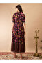 Floral Print Rayon A-Line Maxi Dress - 3