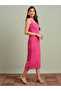 Women Pink Square Neck Bodycon Midi Dress - 2