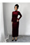 Velvet Look Fitted Waist Long Sleeve Maxi Dress - 3