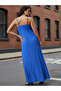Blue Textured Strappy Maxi Dress - 4