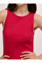 Pink Ribbed Bodycon Dress with Side Slit - 3