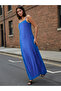 Blue Textured Strappy Maxi Dress - 2