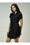 Black Shirt Dress with Elasticated Waist - 2