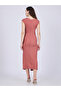 Peach Textured Knit Bodycon Midi Dress - 2