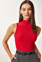 Turtleneck Sleeveless Knitted Blouse Lgt0007 Red