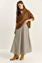 Women's Beige Plaid Patterned Long Skirt De251112 60283838