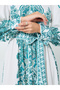 Floral Printed Stand Collar Belted Maxi Dress - 3