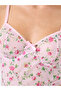 Floral Printed Wired Bra Ruffle Hem Detail Mesh Split Cami Dress with Thong Set - 3