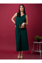 V Neck Accordion Pleats Wide Leg Jumpsuit - 6