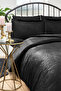Ornament Double Jacquard Satin Duvet Cover Set Black - 2