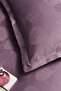 Yaprak Double Jacquard Satin Duvet Cover Set Ash Purple - 3
