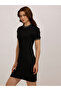 Black Ribbed Bodycon Mini Dress - 2
