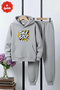 3 İplik Ş Fleece-Lined Kangaroo Pocket Take the Step Print Detailed Boys' Tracksuit Set