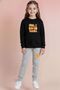 Girl's Vibes Printed Crew Neck Tracksuit Set – Black & Grey
