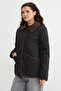 Velvet Detail Polo Collar Quilted Jacket - 7