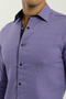 Long Sleeve Snap Fastener Paneled Purple Patterned Cotton Men's Shirt - 6