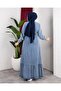 Women's Buttoned Belted Denim Blue Dress - 6