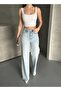 Wide Leg High Waist Stretch Fabric Jeans - 5