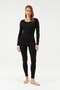Women's Thermal Single Top, Wide Neckline, Long Sleeve, Thermal Underwear, 47% Polyester, 47% Viscose, 6% Lycra - 8