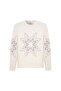 Colorful Star Patterned Merino Wool Knitwear Ecru - 6