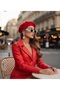 Imported Quilted Leather Fabric Pearl Embroidered Lined Special Design Jacket Skirt Bottom-Top Set - 8