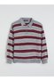 Polo Neck Striped Oversize Women's Knitwear Sweater - 5
