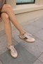 Cori̇a Women's Beige Green Ga Paneled Leather Lace-Up Sneaker - 4