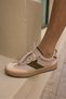 Cori̇a Women's Beige Green Ga Paneled Leather Lace-Up Sneaker - 7