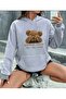 Surprise Moment Teddy Bear Printed Women/Men Unisex Oversized Hooded 3-Thread Sweatshirt