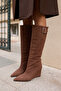 Mella Women's Brown Suede Wedge Heel Boots - 5