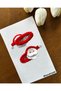 Hair Clip Special New Year Santa Claus Design Handmade Set of 2 Snap Clips - 3