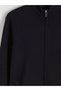 Navy Blue Standard Fit Stand Collar Men's Knitwear Cardigan - 6