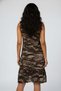 Women's Multi-Colored Camouflage Pattern Skirt Ruffled Cotton V-Neck Zero Sleeve Midi Length Dress - 6