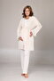 Women's Ecru Jacquard Shawl Collar Winter Long Sleeve Special Design Maternity Pajama Set - 8