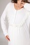 Women's Ecru Jacquard Shawl Collar Full Length Winter Long Sleeve Special Design Maternity Nightgown Nightdress Set - 7